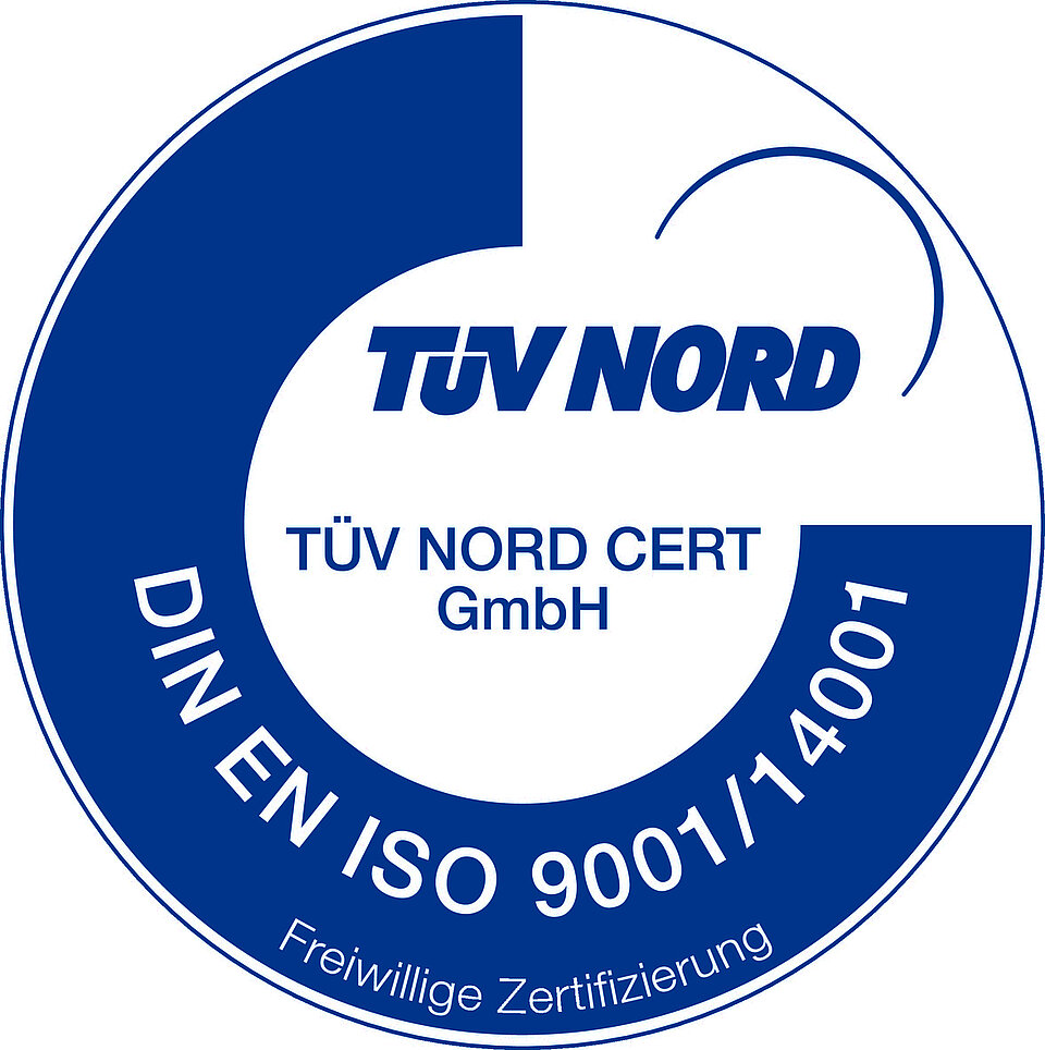 Siegel Zertifizierung DIN EN ISO 9001/14001 von TÜV Nord