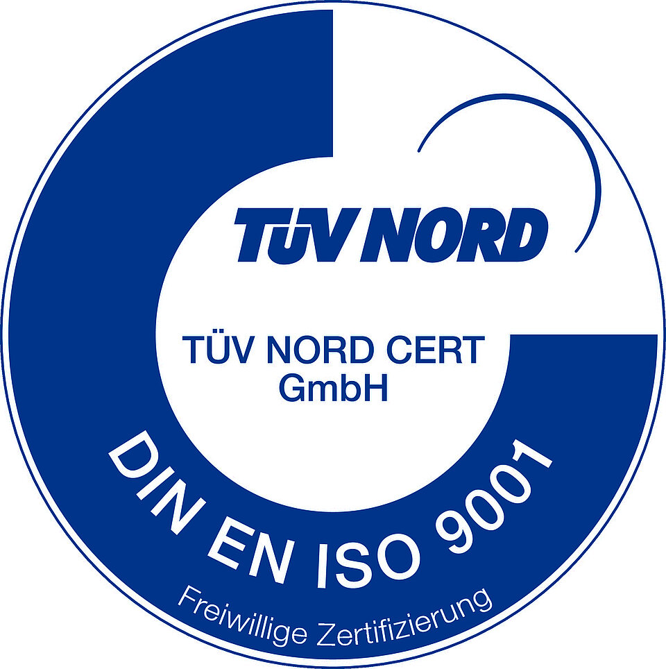 Siegel Zertifizierung DIN EN ISO 9001 von TÜV Nord